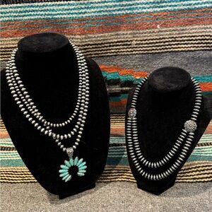 Silver and Turquoise Necklace Set